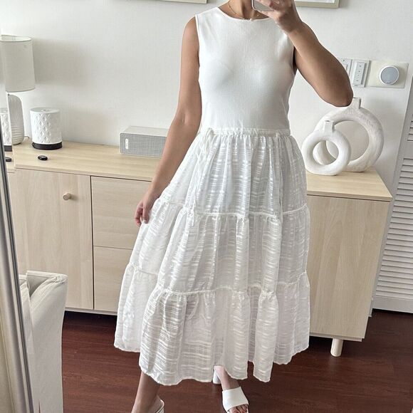 NWT Ted Baker Dress Womens US 6‎ Slip Midi Tiered Fit & Flare Elegant Old Money - Picture 4 of 14